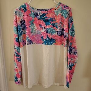 Lilly Pulitzer Finn Top Long Sleeve Multi Seaside Carnivale Size S